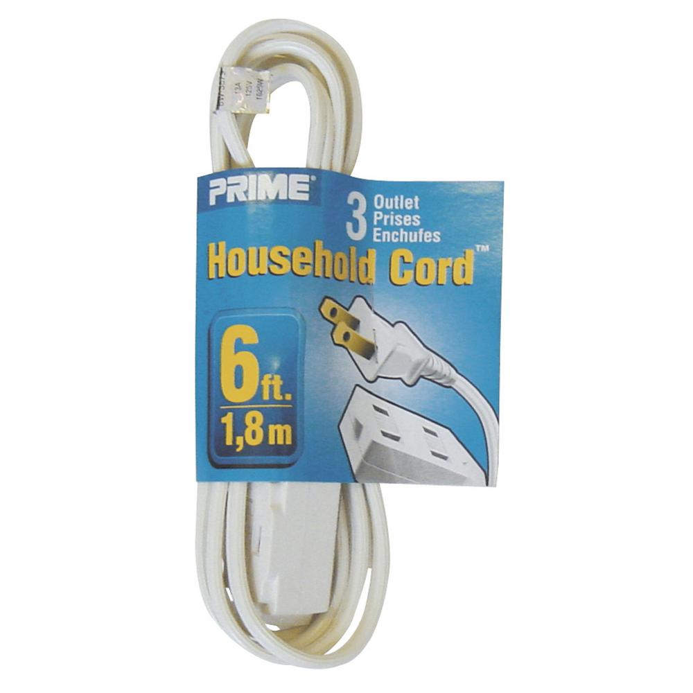 6 ft. 16/2 SPT2 White 3Outlet Household Extension CordEC660606 The Home Depot