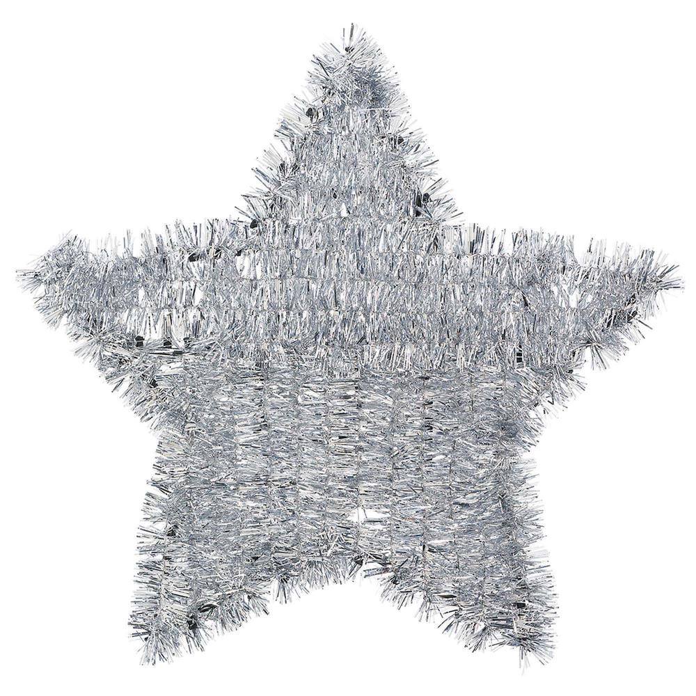 Amscan 11.5 In. X 12 In. Silver Tinsel Star Decoration (6-pack)-240221 