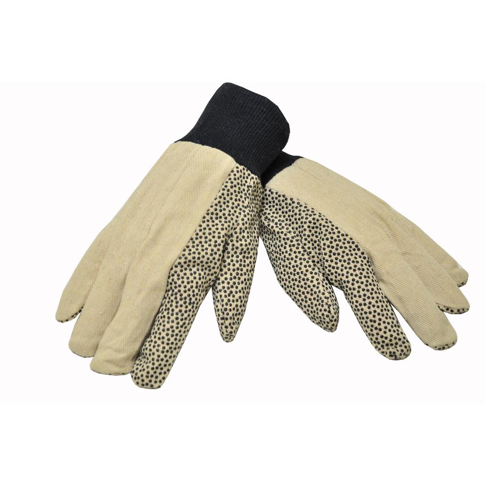 G & F Men Large 12 oz. Cotton Canvas Work Gloves Coated with PVC Dots on Palm... by G & F