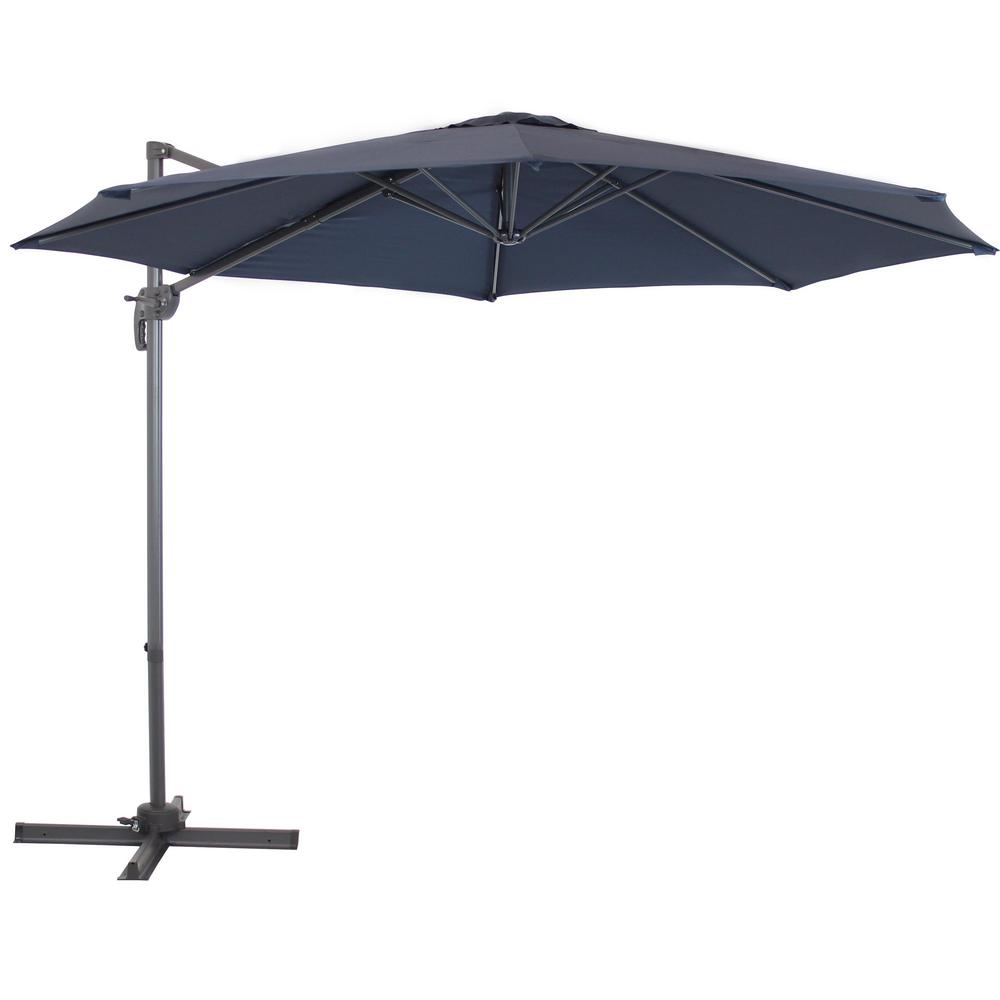 Hampton Bay 8 8 Ft X 14 Ft Triple Vent Outdoor Patio Umbrella In Red With Sand Bag Base B055 P N14 The Home Depot