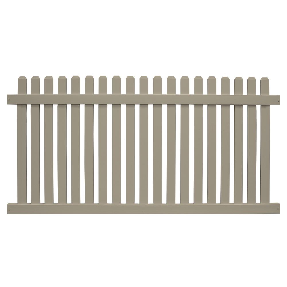 Weatherables Provincetown 3 Ft H X 6 Ft W Khaki Vinyl Picket Fence Panel Kit Pkpi 3nr 3x6 The Home Depot