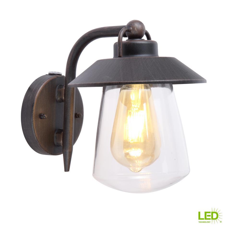 Dusk To Dawn Decorative Led Outdoor Wall Mounted Lighting 1 Light Rust Outdoor Small Wall Mount Lantern With Photocell