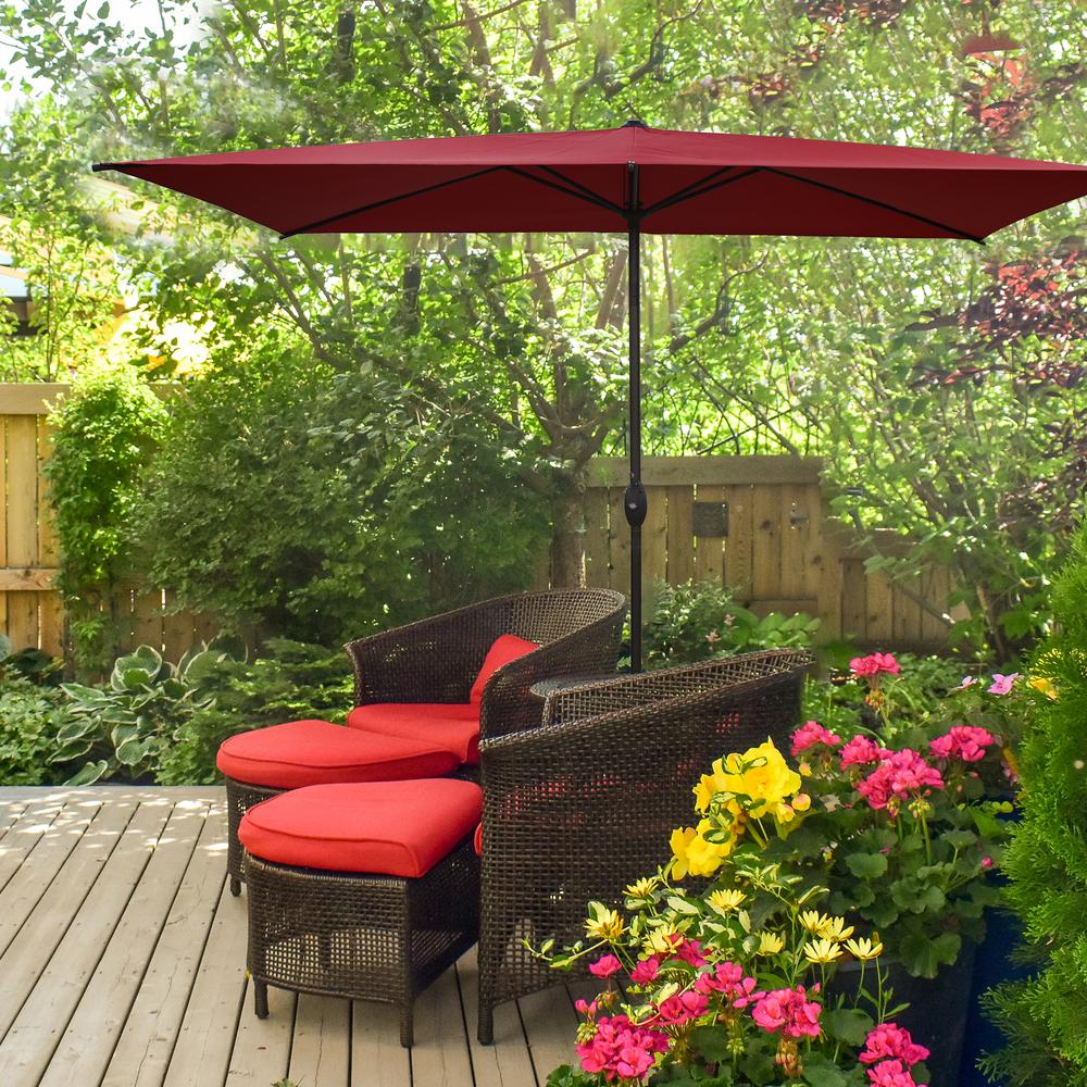 Abba Patio 6 5 Ft X 10 Ft Rectangular Market Push Tilt Patio Umbrella In Red Ap23386ctr The Home Depot
