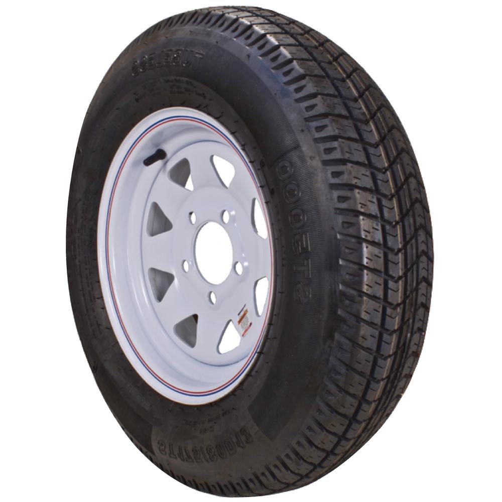 Loadstar 2040 lb. Load Capacity White with Stripe Eight Spoke Steel Wheel Rim by Loadstar