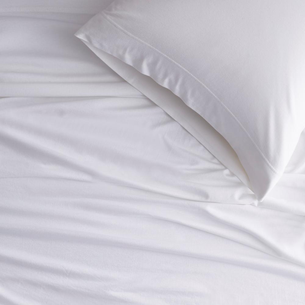 The Company Store Jersey Knit White Solid Cotton Twin Duvet Cover