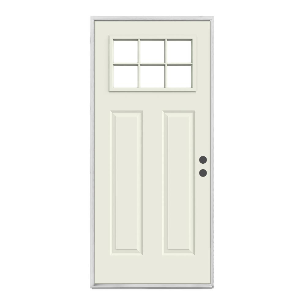 JELD WEN 32 In X 78 In 9 Lite Primed Steel Prehung Left Hand Inswing   Primed Jeld Wen Steel Doors With Glass O03489 64 600 