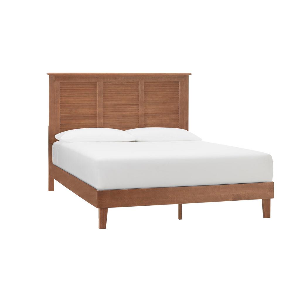 Dorstead Walnut Finish Queen Bed with Shutter Back (62 in. W x 48 in. H ...