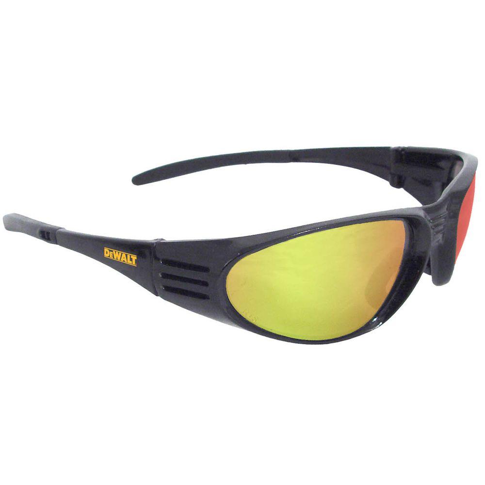 Dewalt Safety Glasses Ventilator Black Frame With Yellow Mirror Lens Dpg56b Yc The Home Depot