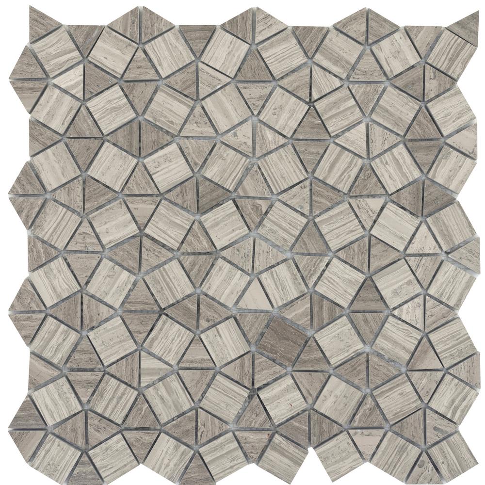 Emser Limestone Gray Honed 11.57 in. x 12.05 in. x 10 mm Limestone Mesh
