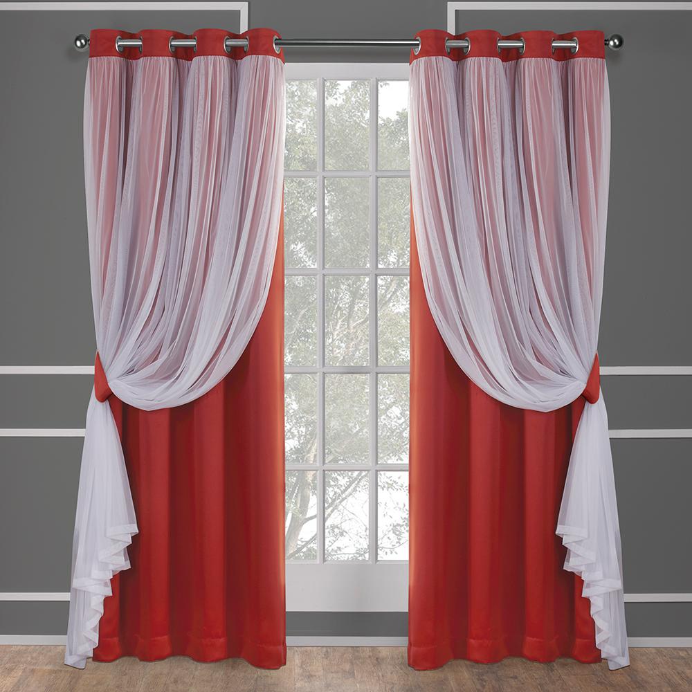 Catarina 52 In W X 96 L Layered Sheer Blackout Grommet Top Catarina 52 In W X 96 L Layered Sheer Blackout Grommet Top Curtain Panel Y Orange 2 Panels Eh8257 03 96g The Home Depot