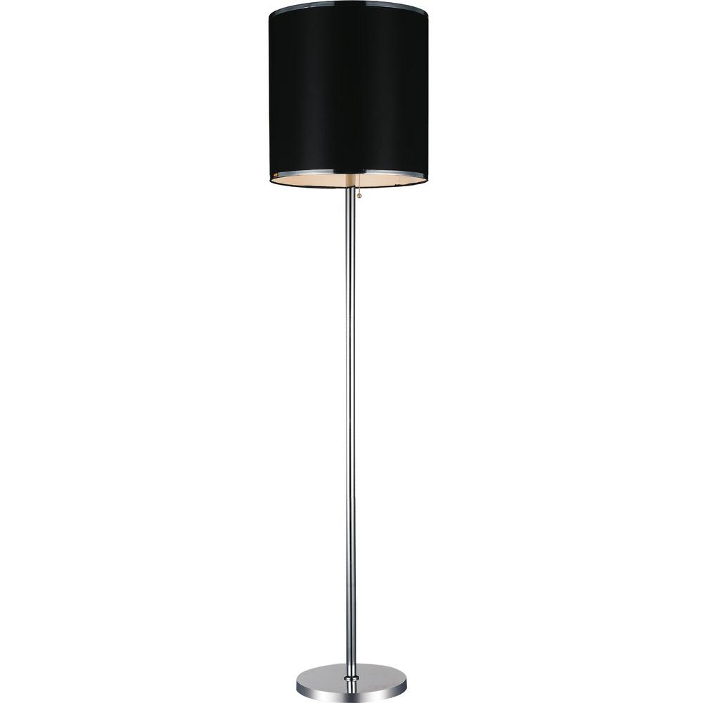 Cwi Lighting Orchid 35 In Chrome Floor Lamp With Black Shade Chrome Floor Lamp With Black Shade