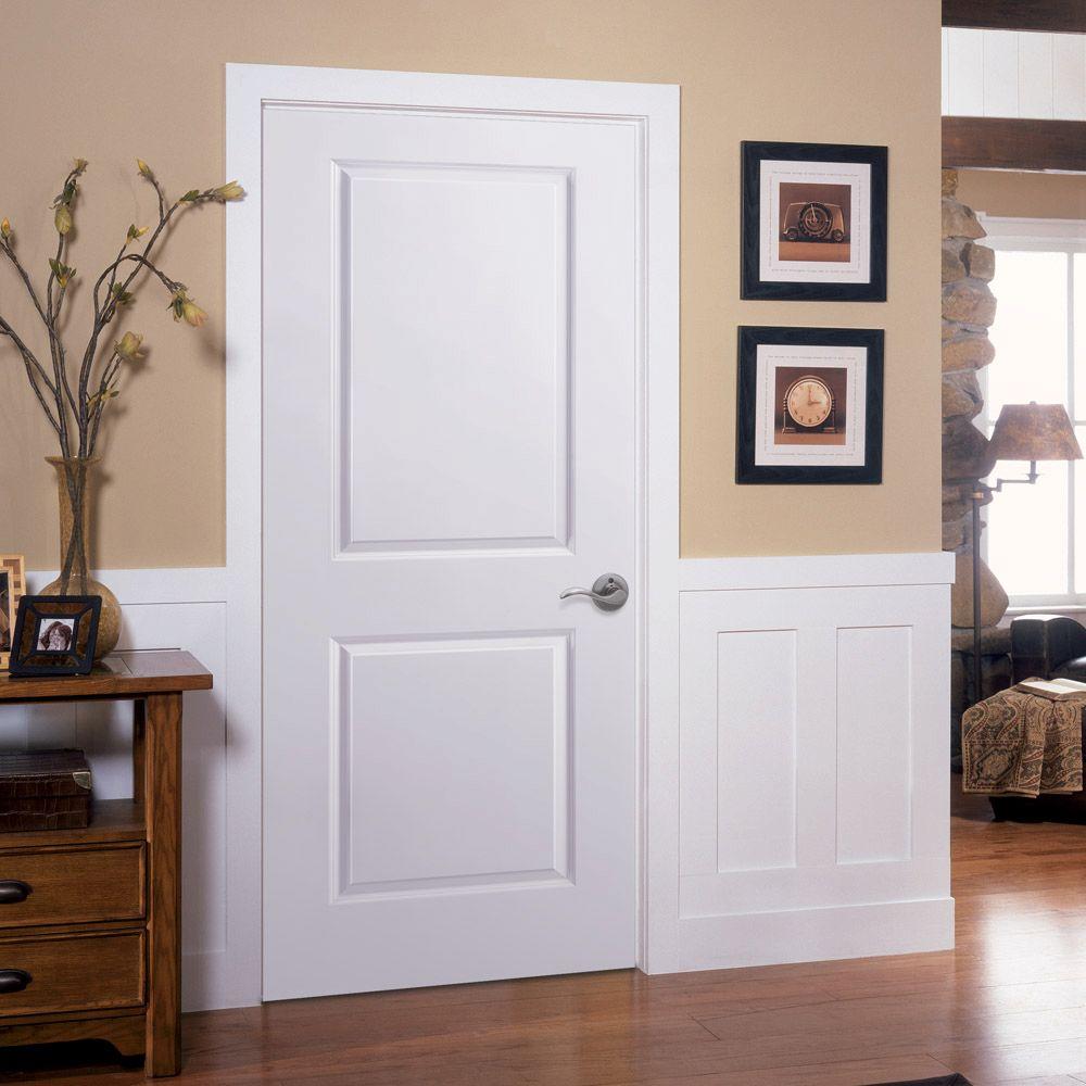 Masonite 24 In X 80 In 2 Panel Square Top Left Handed Hollow Core Smooth Primed Composite Single Prehung Interior Door