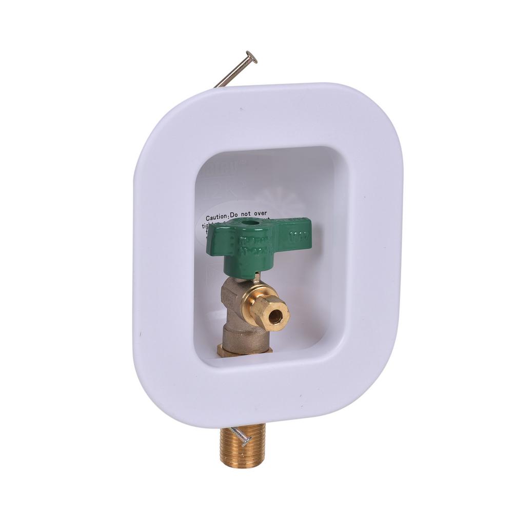 Oatey I2K 1/2 in. Brass Compatible Copper Sweat Connection Ice Maker Outlet Box with 1/4 Turn