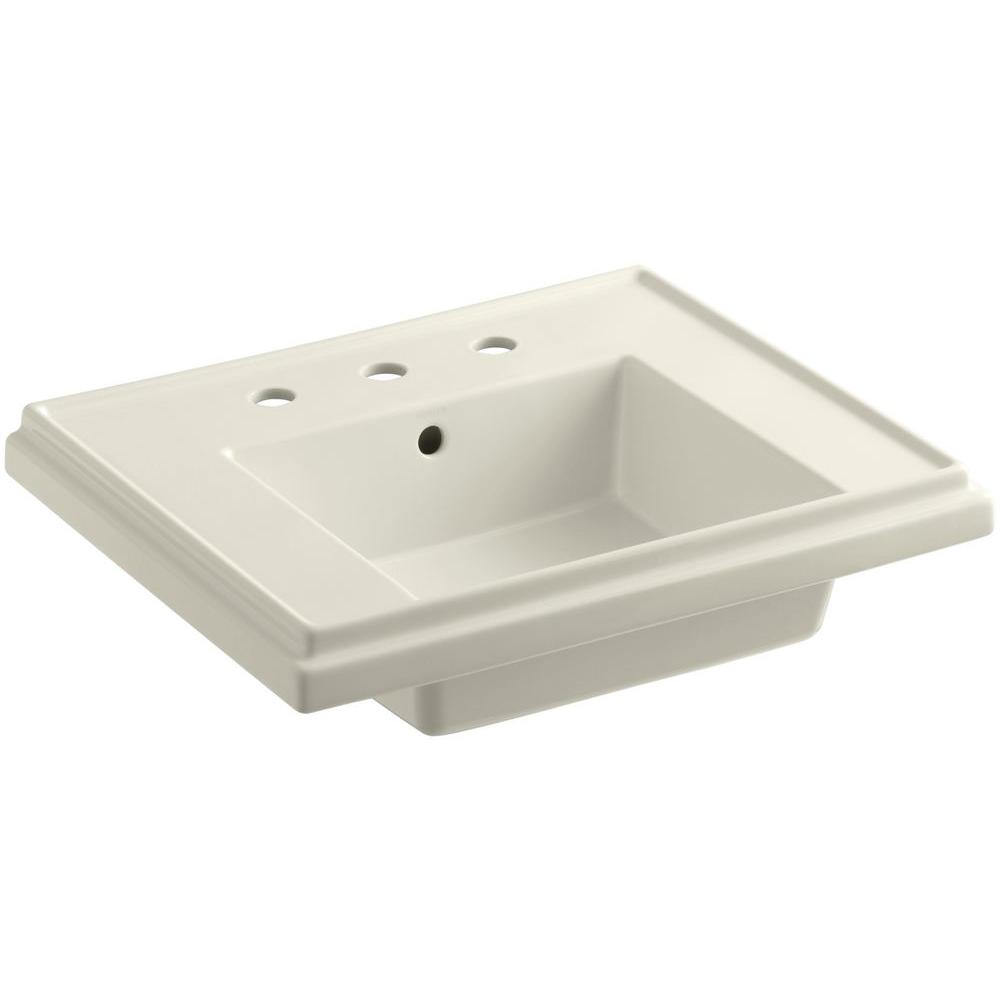 KOHLER Tresham 24 in. Fireclay Pedestal Sink Basin in Biscuit with