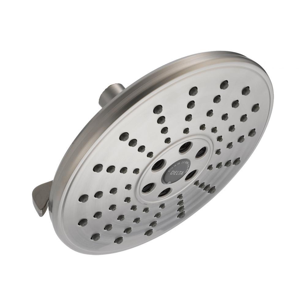 Delta 3-Spray 7.7 in. Single Wall Mount Fixed Rain Shower Head in ...