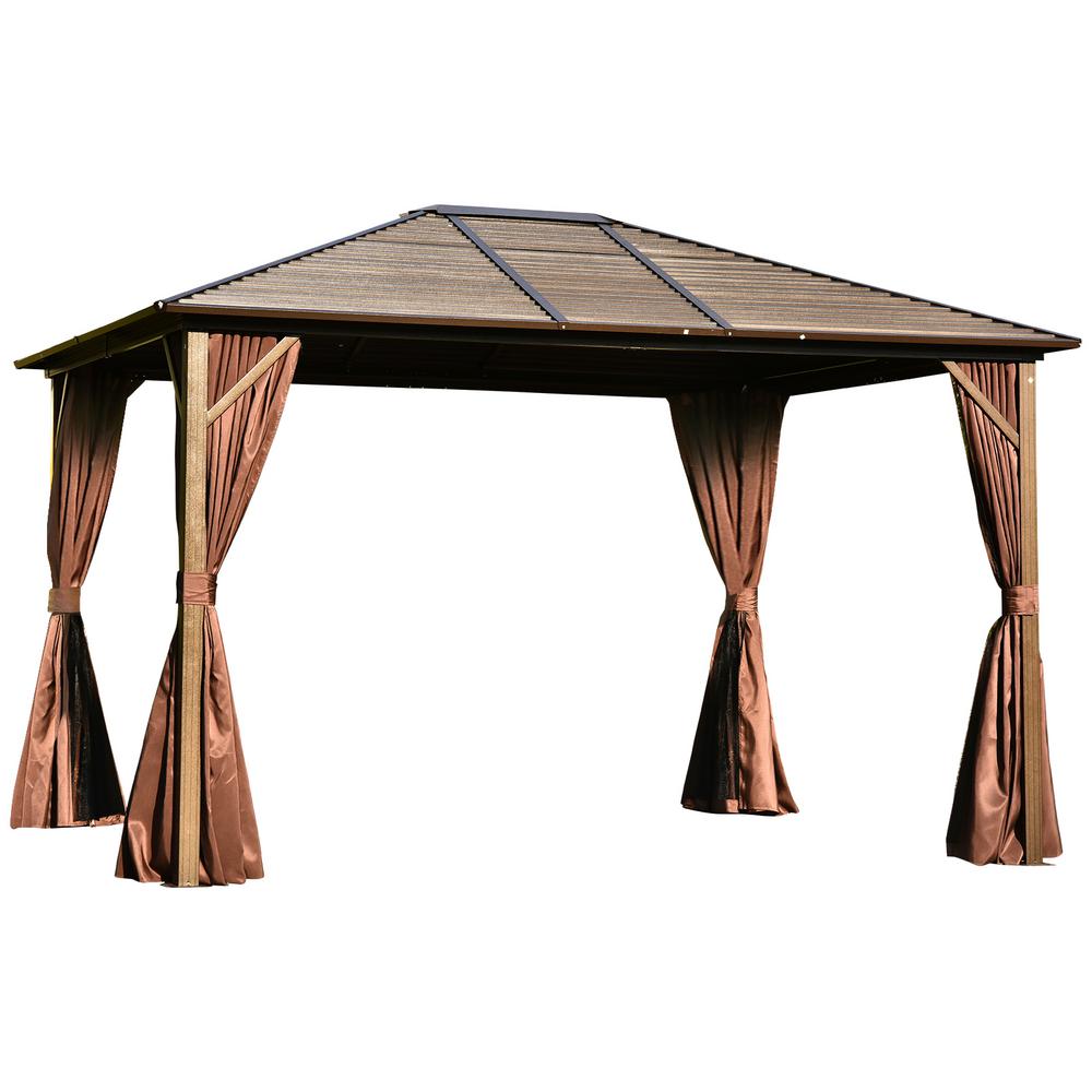 Outsunny 12 ft. x 10 ft. Steel Hardtop Canopy Gazebo with Fully