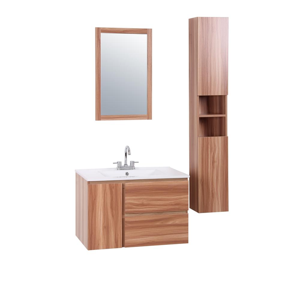 Modern 30 Inch Vanities 4 Up Light Brown Bathroom Hanna 30 In W X 18 D Floating Vanity Light Walnut With