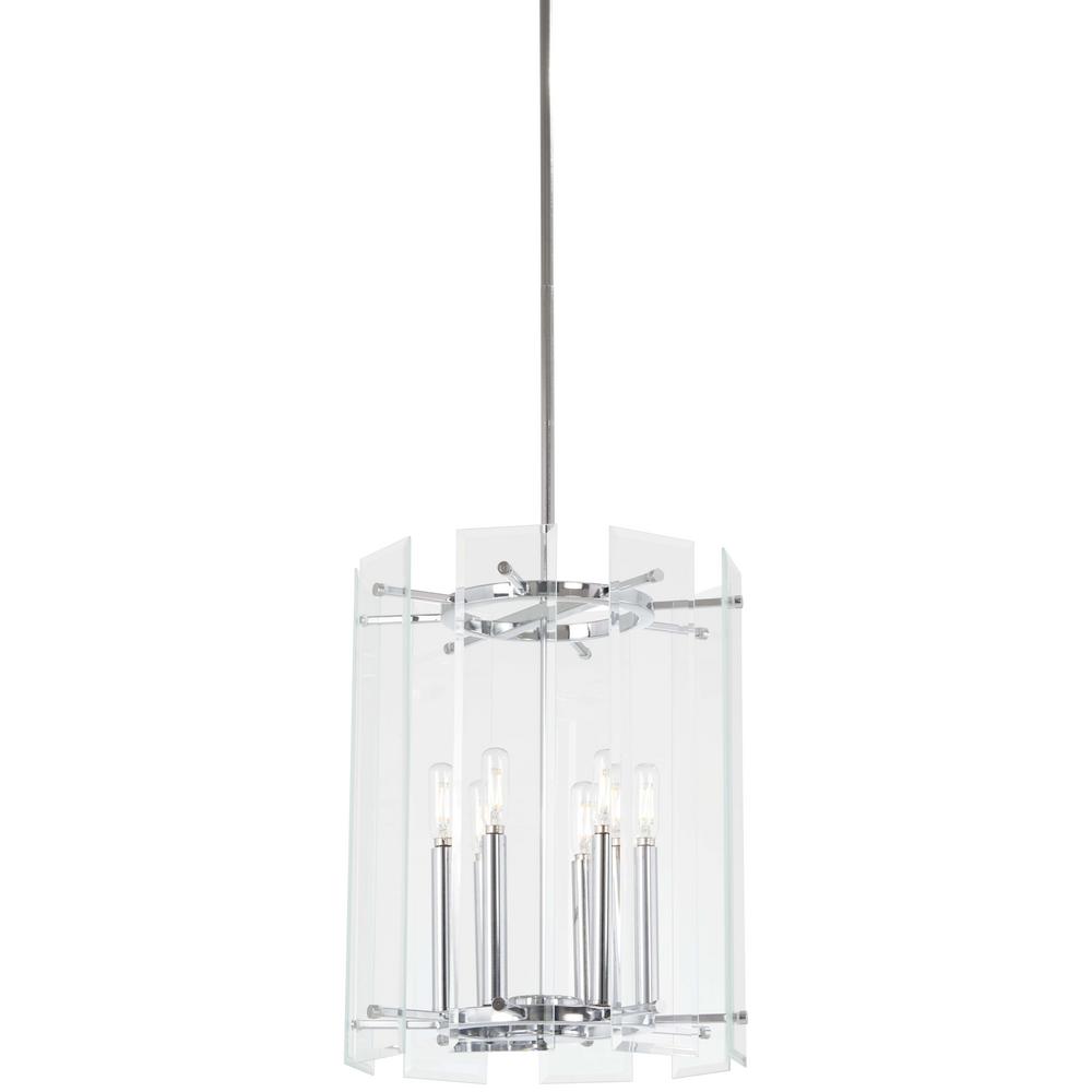 Minka Lavery Beacon Trace 6 Light Chrome Pendant With Clear Beveled Glass Shade