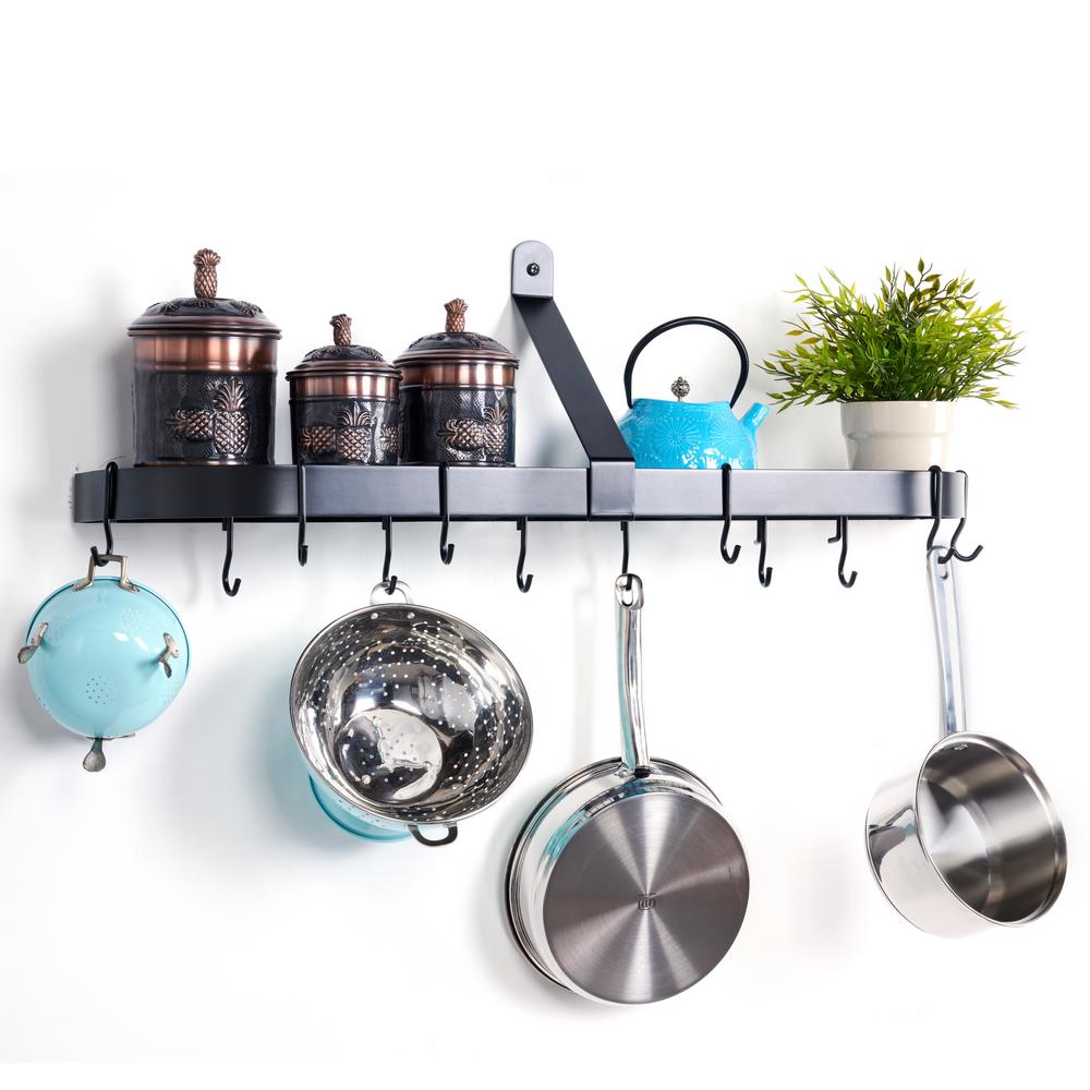 Old Dutch Matte Black Medium Gauge Wall Mount Pot Rack With Grid - Wall Pot Rack Black Old Dutch Matte Black Medium Gauge Wall Mount Pot Rack With Grid - Wall Pot Rack Black