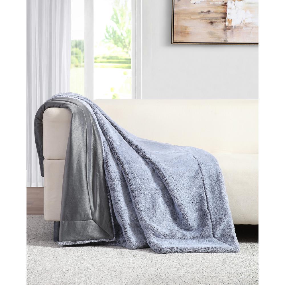 Home Millburn Faux Grey Fur Throw Blanket M601927 The Home Depot