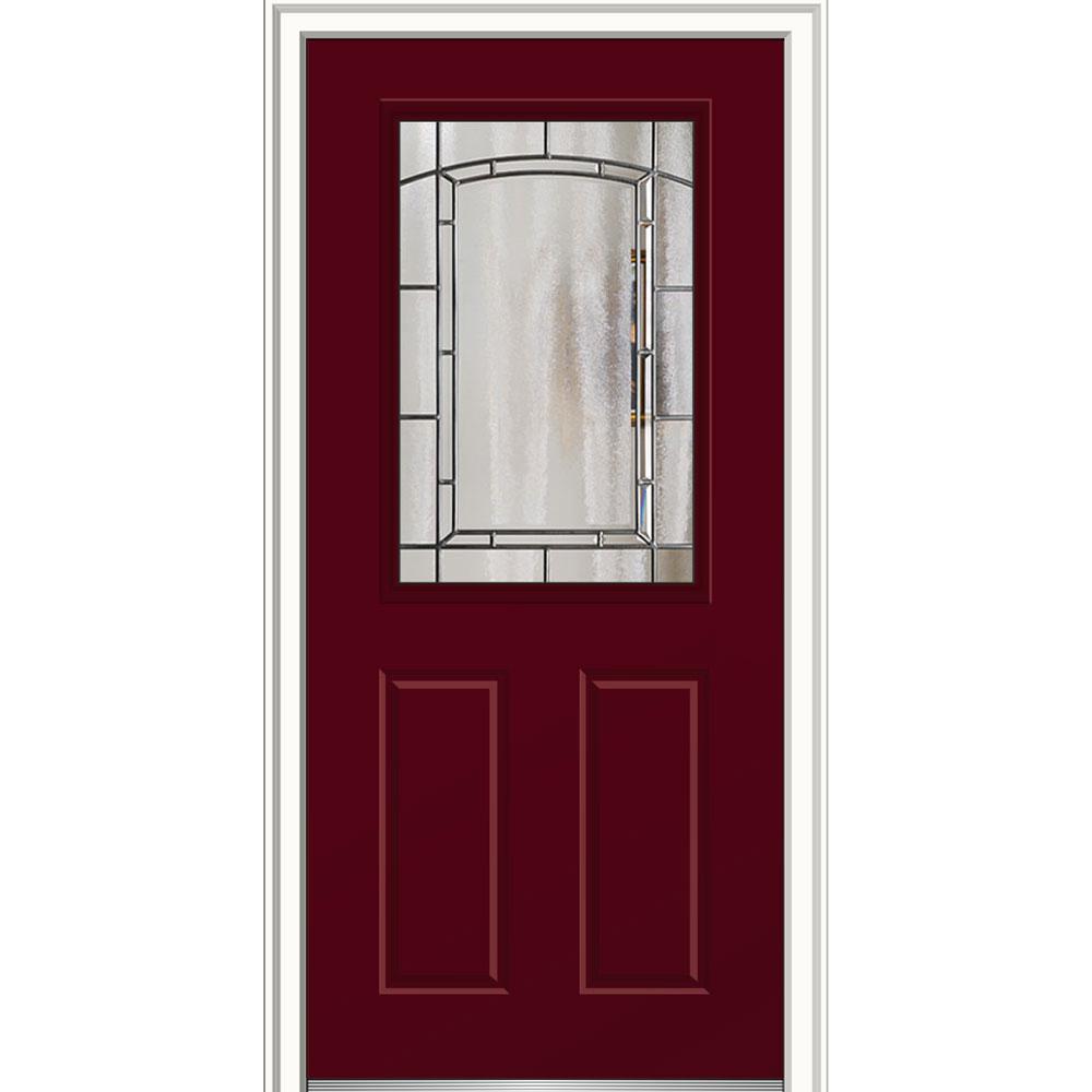 MMI Door 36 in. x 80 in. Solstice Glass RightHand 1/2Lite 2Panel Classic Painted Fiberglass