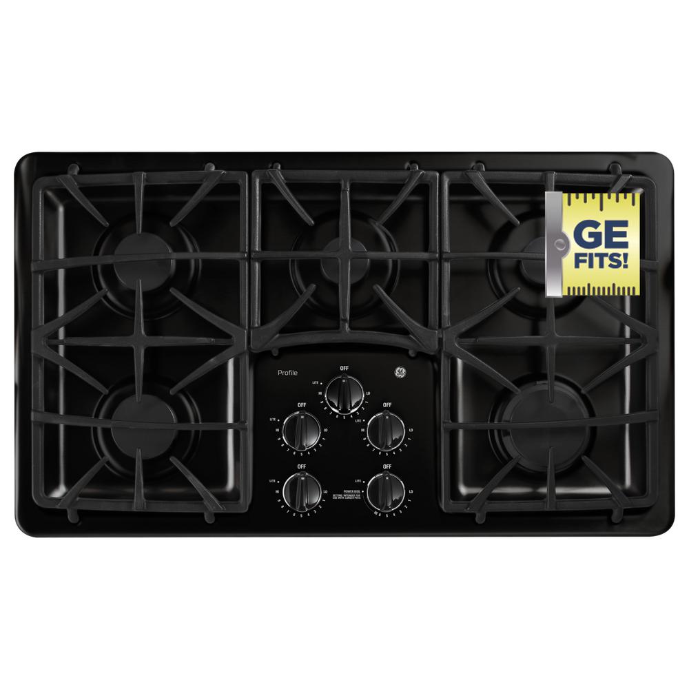 GE Profile 36 in. Gas Cooktop in Black with 5 Burners including Power
