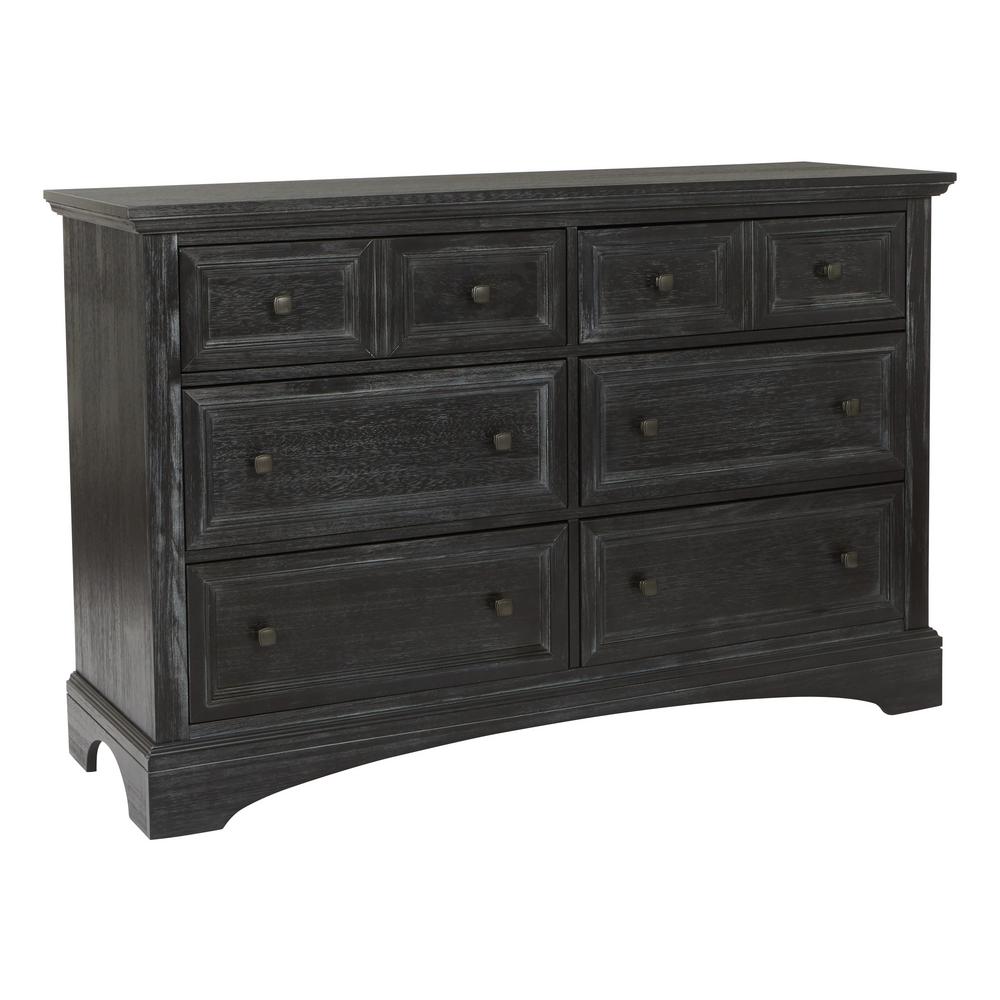 Osp Home Furnishings Farmhouse 6 Drawer Basics Rustic Black