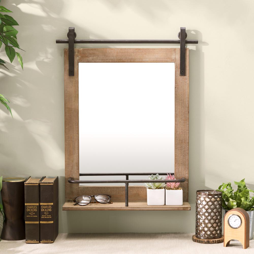 Danya B Ciana Natural Barn Door Mirror With Ledge Fhb5388 The Danya B Ciana Natural Barn Door Mirror