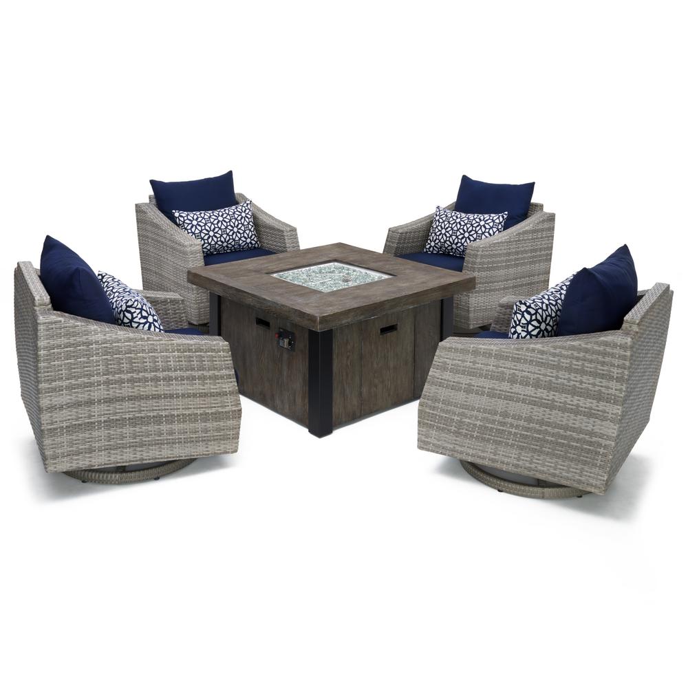 RST Brands Cannes 5-Piece Motion Wicker Patio Fire Pit Conversation Set with... by RST Brands