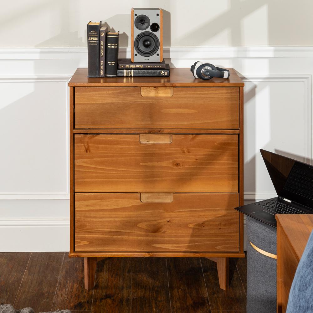 Walker Edison Furniture Company 3-Drawer Caramel Mid Century Modern