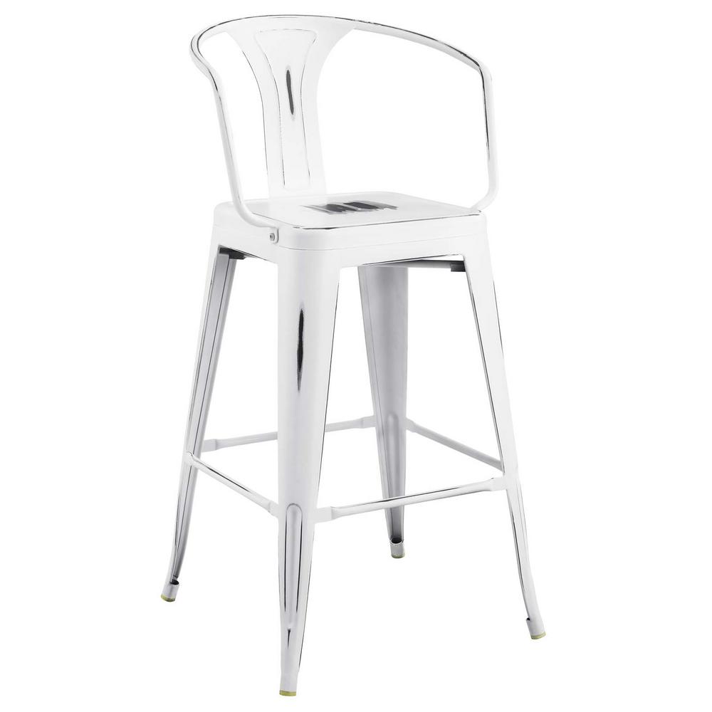 Modway Promenade White Bar Stool Eei 2817 Whi The Home Depot Promenade White Bar Stool