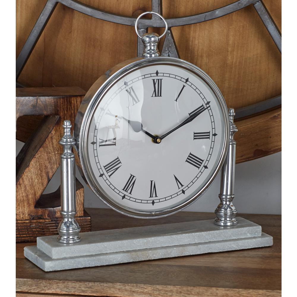 Silver Pocket Watch-Style Table Clock