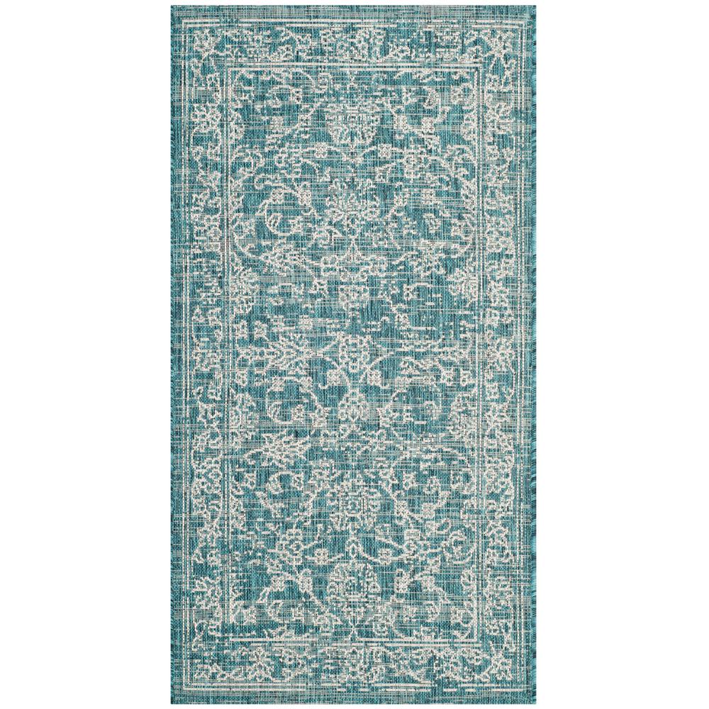 Safavieh Courtyard Turquoise 5 ft. x 5 ft. Indoor/Outdoor Round Area
