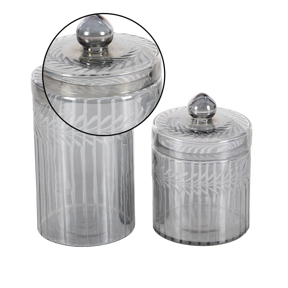 Litton Lane 10 In And 7 In Elegant Decorative Frosted Glass Jars