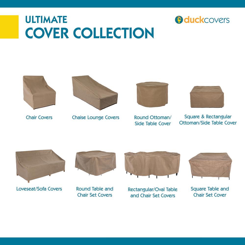 Duck Covers Essential 52 In Tan Rectangle Patio Ottoman Or Side Table Cover Eot523018 The Home Depot