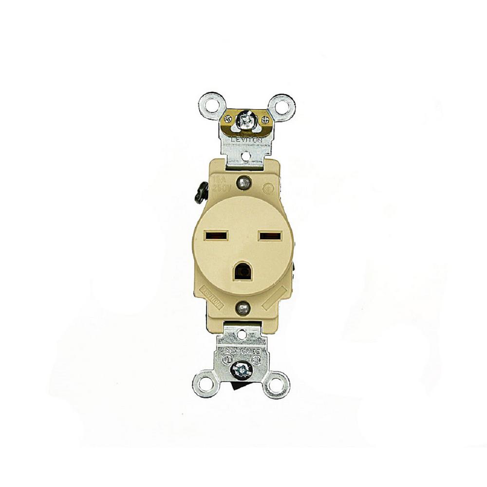 Leviton 15 Amp Industrial Grade Heavy Duty Self Grounding Single Outlet, Ivory5661I The Home