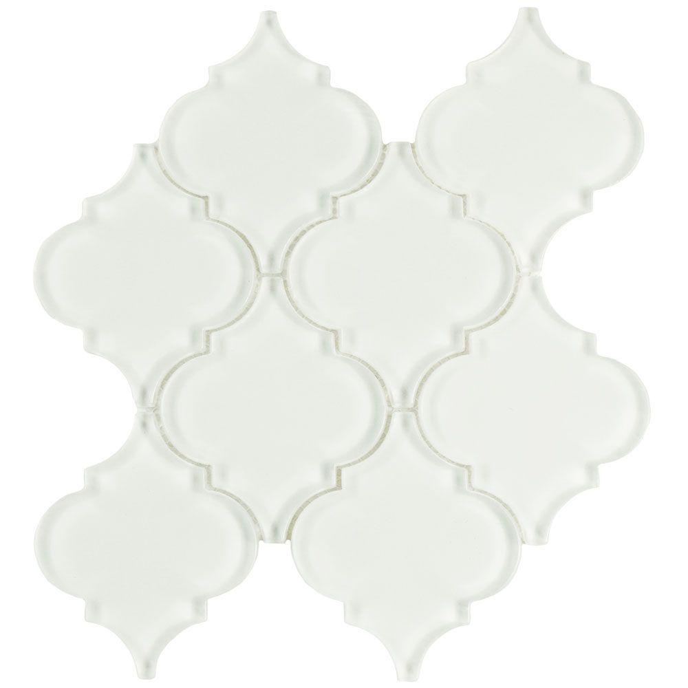 Arabesque Mosaic Tile The Home Depot Lantern Ice White 8 In X 5