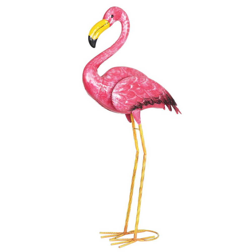 Exhart Pink Metal Flamingo Statue 18609 Rs The Home Depot