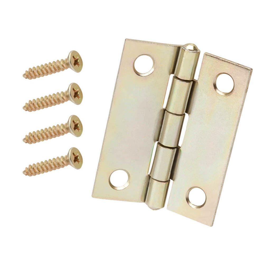 Everbilt 0.56 in. x 11/2 in. Satin Brass Narrow Utility Hinge Non