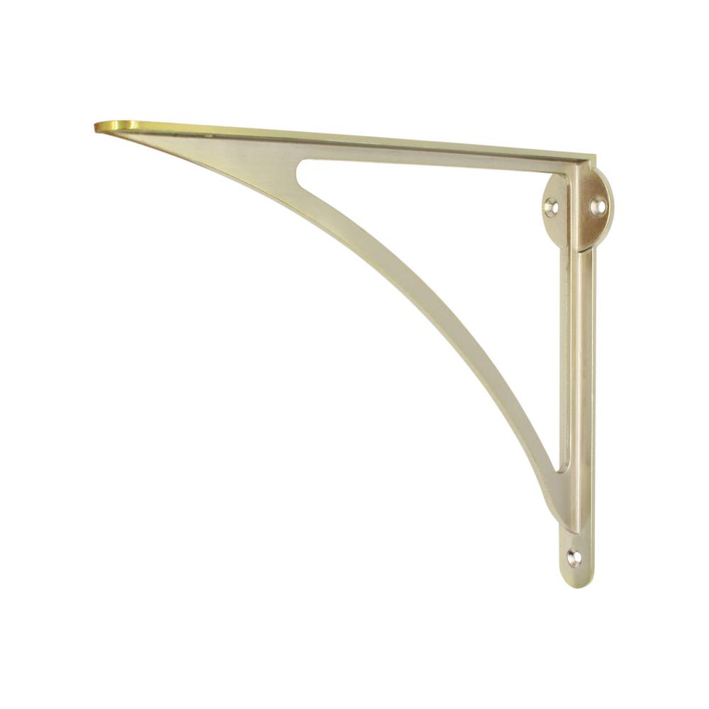 Everbilt 10 In X 8 In Satin Brass Modern Medium Duty Shelf Bracket 19762 The Home Depot