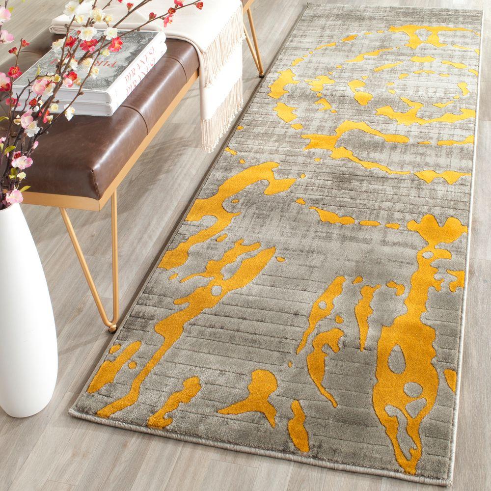 Safavieh Porcello Light Grey Yellow 2 Ft X 7 Runner Rug
