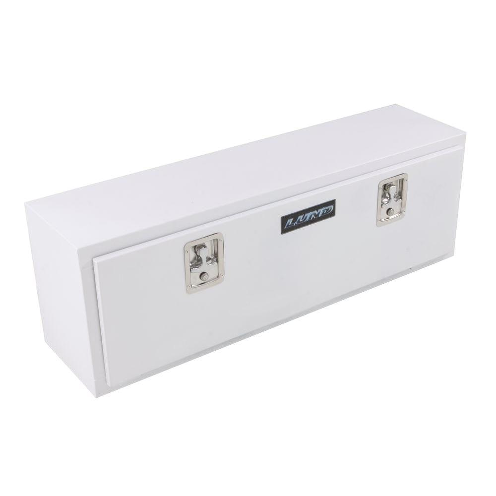 Lund 48 in White Steel Full Size Top Mount Truck Tool Box with mounting hardware and keys included