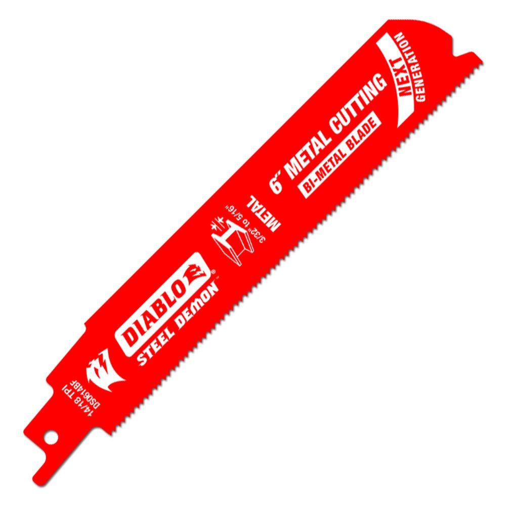 DIABLO 6 in. 14/18 TPI Steel Demon Medium Metal Cutting Reciprocating Saw BladeDS0614BF The