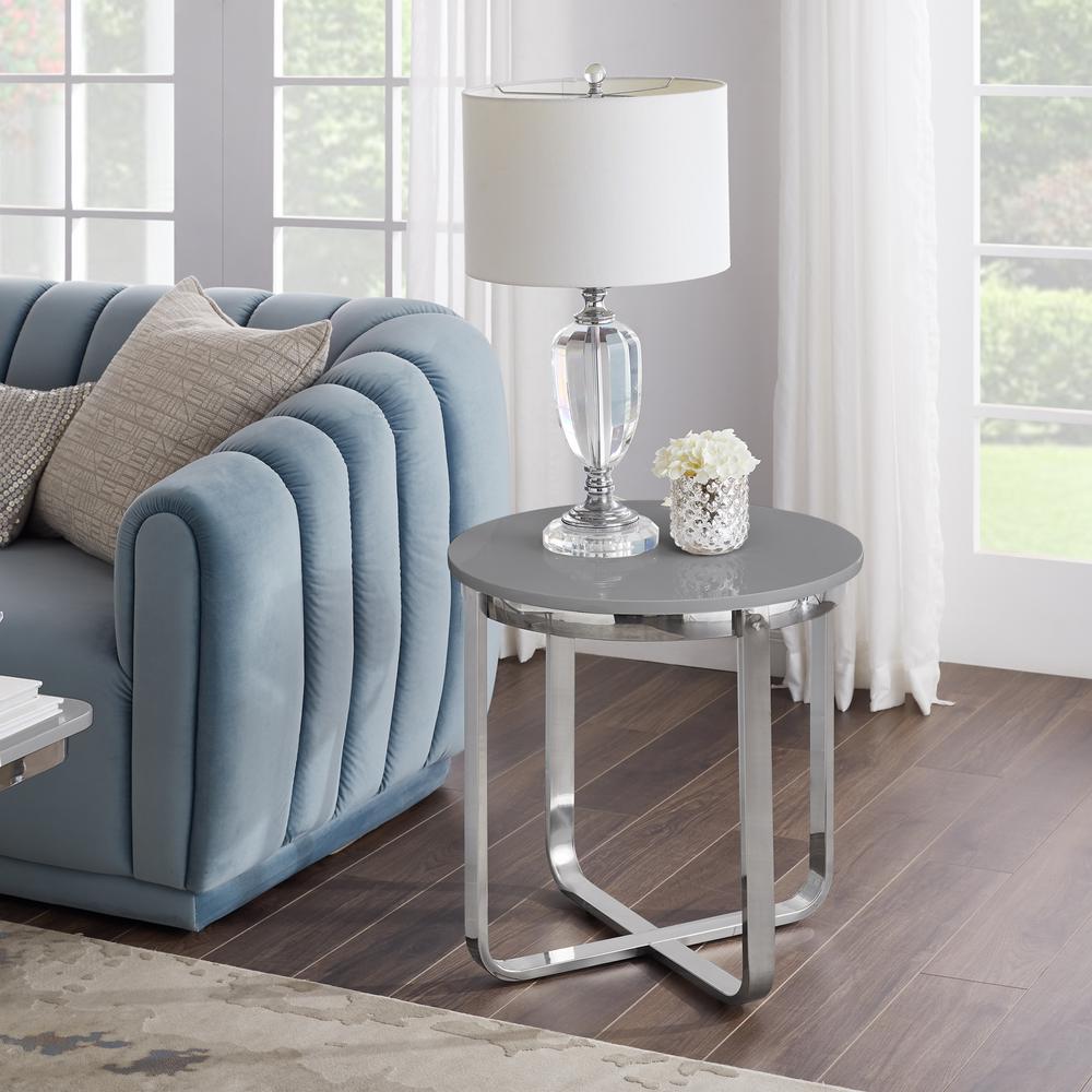 grey high gloss lamp table