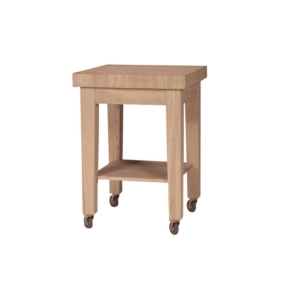 International Concepts Unfinished Kitchen Cart With Butcher Block Top