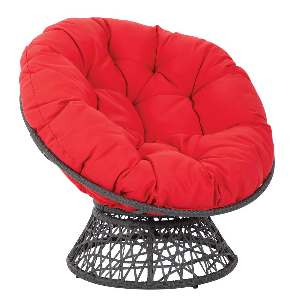 Osp Home Furnishings Papasan Chair With Red Cushion And Black