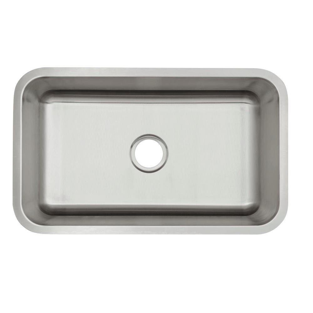 Glacier Bay Undermount 18 Gauge Stainless Steel 30 In 0 Hole Single Bowl Kitchen Sink Vu3018a1 The Home Depot