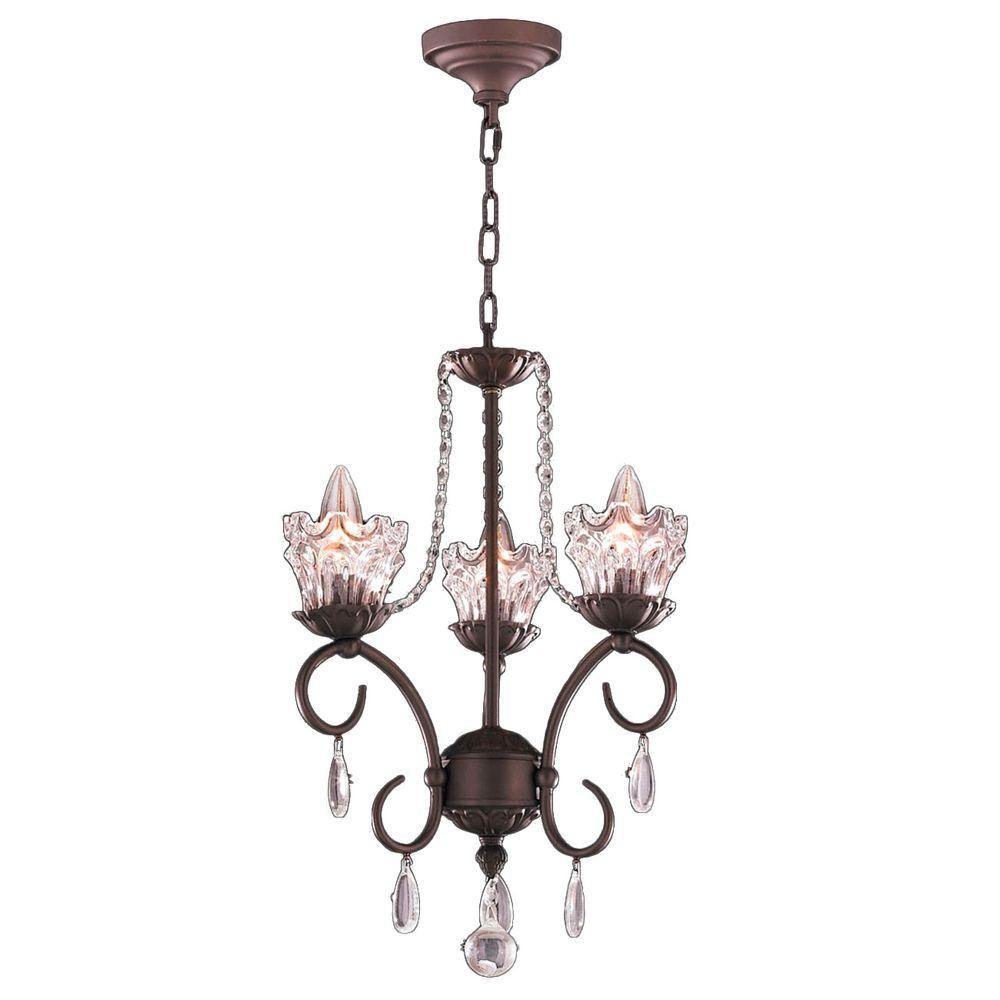 Worldwide Lighting Gardenia Collection 3Light Dark Bronze and Clear