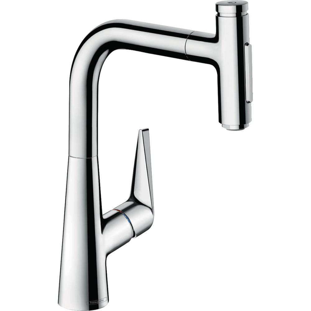 pull kitchen down hansgrohe sprayer talis faucet chrome handle single select