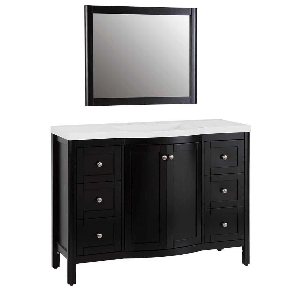 St. Paul Reilly 48 in. Vanity in Black with Vanity Top in White and